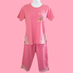 Pink Pajama 2 Piece Set Top and Bottom